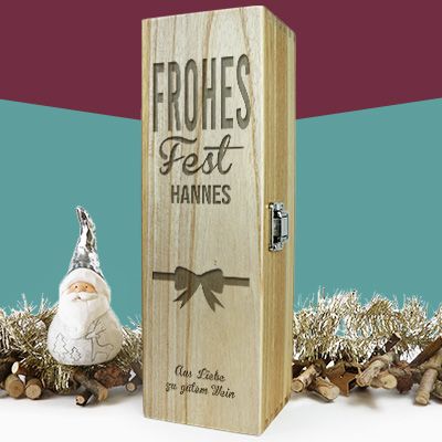 Weinkiste mit Gravur Weihnachten