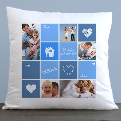 Foto-Kissen - Blaues Häuschen
