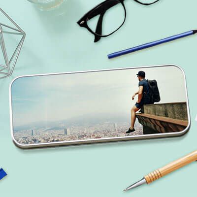 Personalisierte Metallbox für Stifte mit Foto