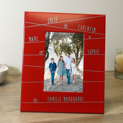 Gravierter Bilderrahmen aus Metall rot Familie Botschaft