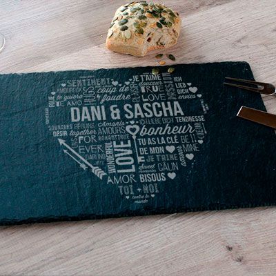 Schieferplatte Liebesbotschaft