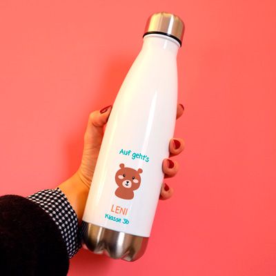 Personalisierbare Isolierflasche aus Edelstahl - Kollektion Tiere