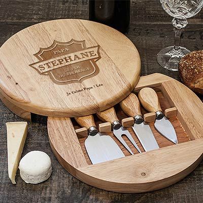 Käsebrett mit Käsemessern - Papa der Käsekönig
