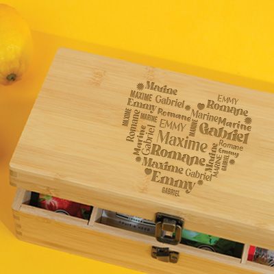Personalisierbare Teebox - Herz Familie