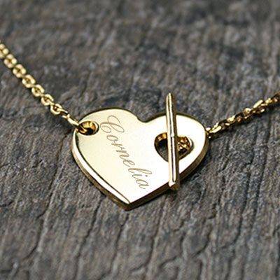 Personalisierte Herz-Halskette 14 Karat Vergoldet