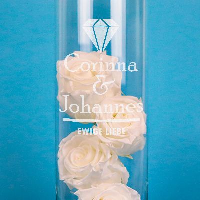Personalisierbare Vase mit ewigen Rosen - Hochzeit