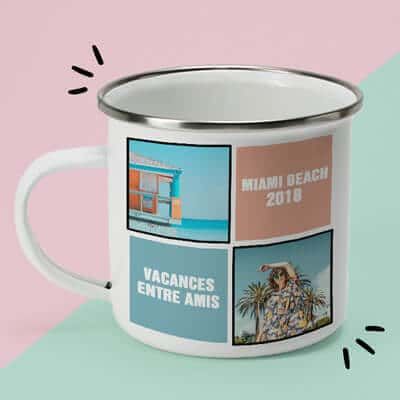Personalisierte Emaille-Tasse - Mix Erinnerungsfotos