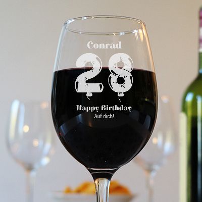 Personalisierbares Weinglas - Kollektion Geburtstags-Luftballons