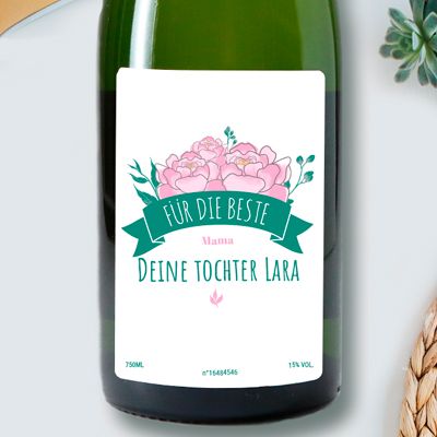 Personalisierbarer Champagner - Kollektion Blumen Mama