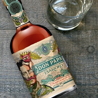Rumflasche Don Papa + personalisierbares graviertes Glas