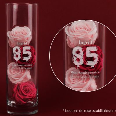Personalisierbare Vase mit Gravur - Kollektion Geburtstags-Luftballons