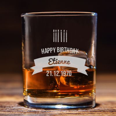 Personalisierbares Whiskyglas - Geburtstagskerzen