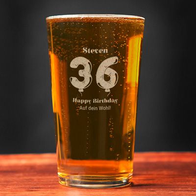 Personalisiertes Bierglas - Kollektion Geburtstags-Luftballons