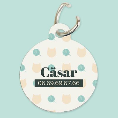 Personalisierbare Katzenmarke - Name und Telefon - Helles Modell