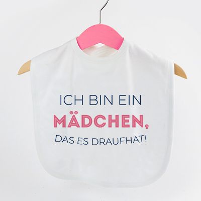 Personalisierbares Baby Lätzchen - Kollektion 'Ich hab's drauf' - Ausführung Rosa