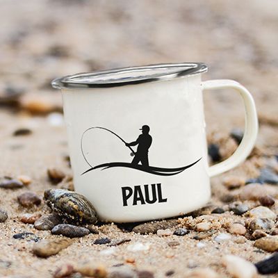 Personalisierte Emaille-Tasse - Angler Nr. 1