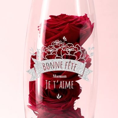 Personalisierbare Vase oval graviert - Kollektion Blumen Mama