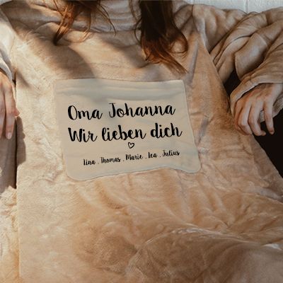 Personalisierbare Kuscheldecke mit Ärmeln - Oma