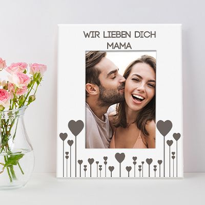 Gravierter Bilderrahmen aus Metall weiß - Love