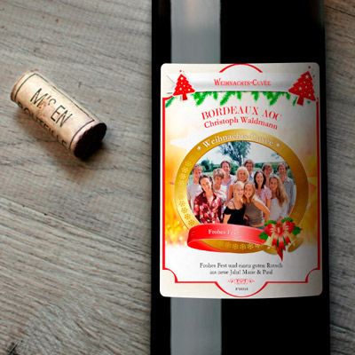 Weinflaschen mit Foto Weihnachten