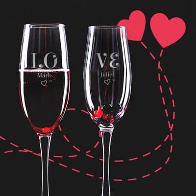 2er-Set Personalisierbare Sektgläser - Love