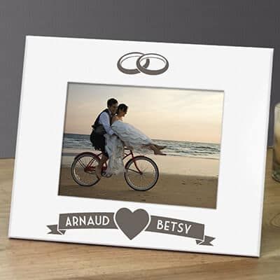 Metall-Bilderrahmen weiß graviert - Hochzeit