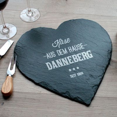 Schieferplatte mit Gravur - Herz