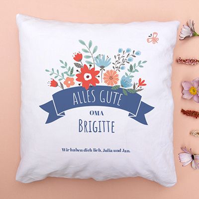 Personalisiertes Kissen - Blumen Oma