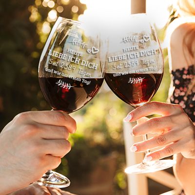 Personalisiertes Weinglas - Heute liebe ich dich schon seit... Tagen