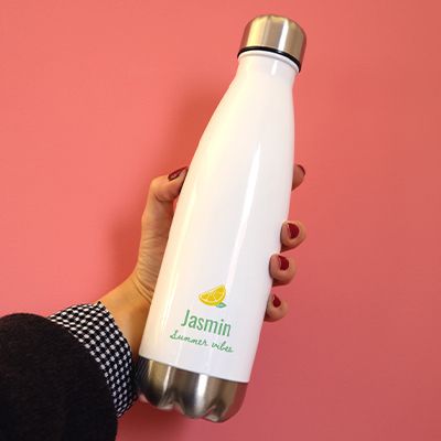 Personalisierbare Isolierflasche aus Edelstahl - Zitrone