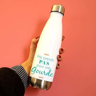 Personalisierbare Isolierflasche aus Edelstahl - Botschaft