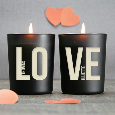 2er-Set personalisierbare Kerzen - LOVE