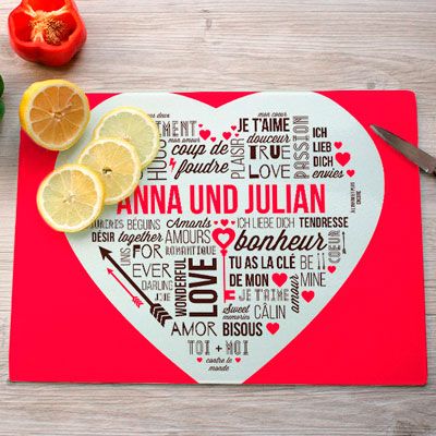 Schneidebrett aus Glas Liebesbotschaft