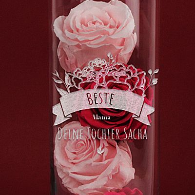Personalisierbare Vase mit Gravur - Blumen Mama