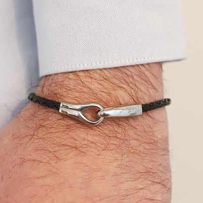 Handschellen-Armband aus Leder und Stahl