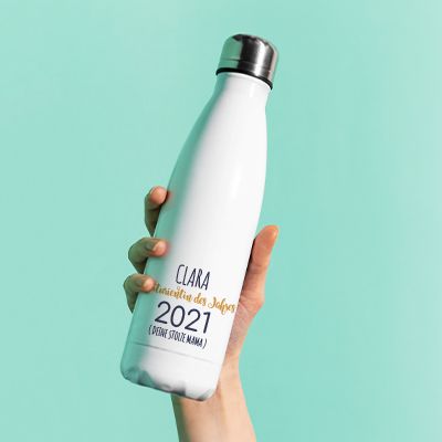 Personalisierbare Isolierflasche aus Edelstahl - Kollektion Absolvent(in)