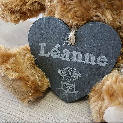 Herz Anhänger Schiefer Teddybär