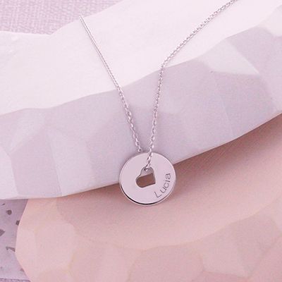 Personalisierte Herz-Medaillon Halskette aus Echtsilber