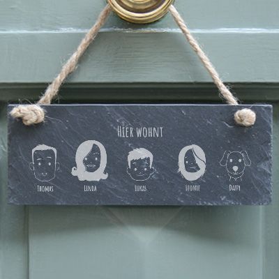 Schiefertafel mit Gravur - Familie Circus