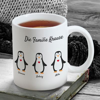 Personalisierte Tasse - Pinguin Familie