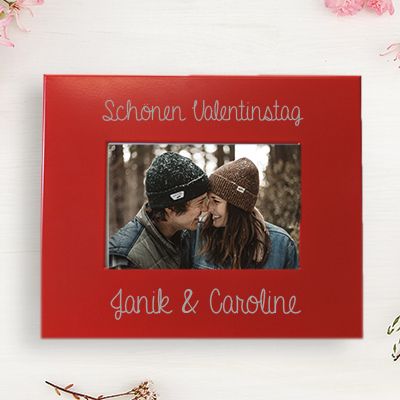 Gravierter Bilderrahmen aus Metall rot Leidenschaft