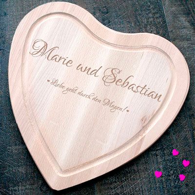 Personalisierbares Schneidebrett Herz Paar