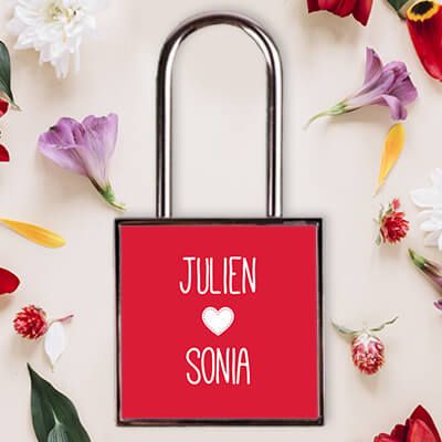 Personalisierbares Liebesschloss - Vornamen - Rot