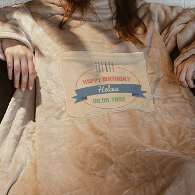 Personalisierbare Decke mit Ärmeln - Kollektion Geburtstagskerzen