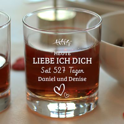 Whiskyglas mit Gravur - Heute liebe ich dich schon seit... Tagen