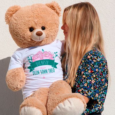 Personalisierbarer Riesen-Teddybär - Kollektion Blumen Mama
