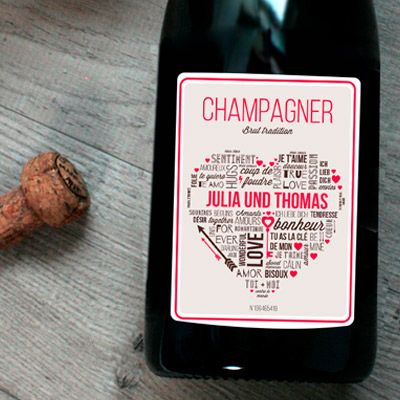 Personalisierbarer Champagner - Liebesbotschaft