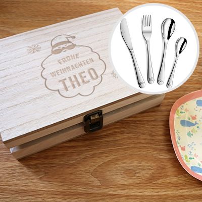 Personalisierbares Kinderbesteck-Set - Erstes Weihnachtsfest