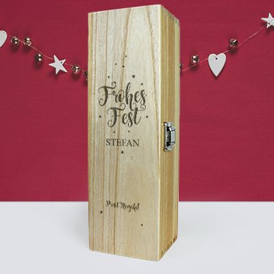 Weinkiste mit Gravur Frohes Fest - Prosit Neujahr
