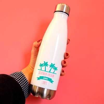 Personalisierbare Isolierflasche aus Edelstahl - Sommer Palme
